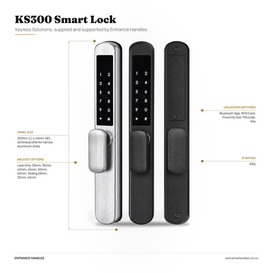KS300 Smart Lock, specification diagram with the details from the product's own page
