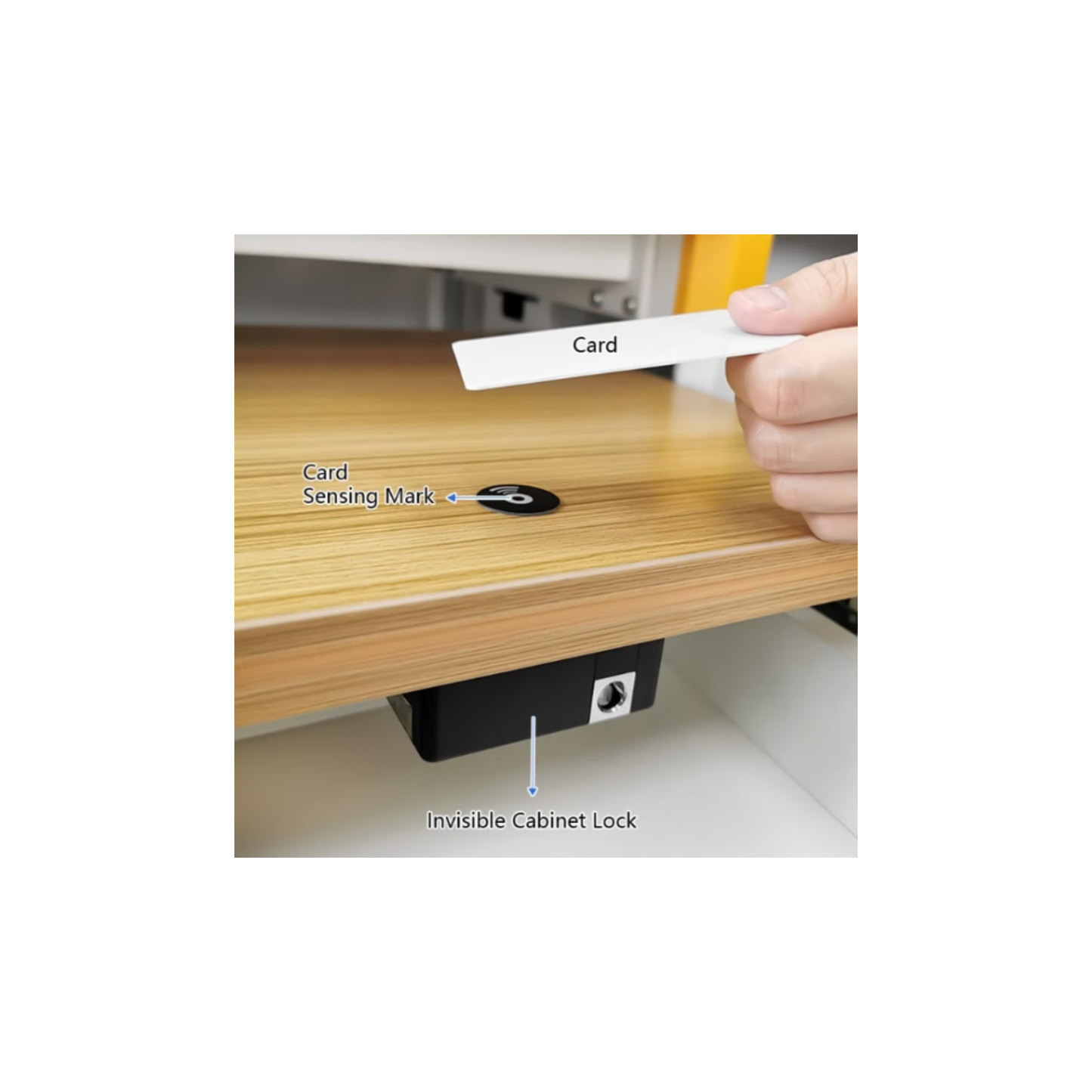 Smart Cupboard Lock - tap card on outside, lock hidden under shelf
