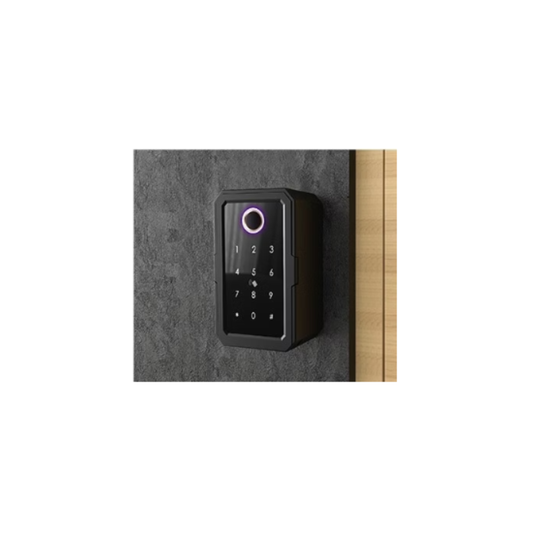 Smart Key Safe mounted on wall in residential setting