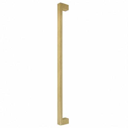 Straight Square pull handle 25mm in brass on a white background