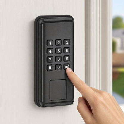 Access Control Keypad mounted by entrance