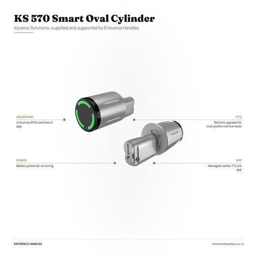 KS 570 Smart Oval Cylinder, specification diagram with the details from the product's own page