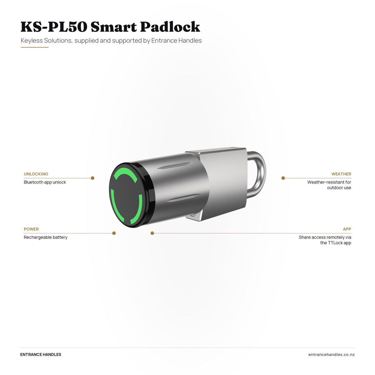 KS-PL50 Smart Padlock, specification diagram with the details from the product's own page