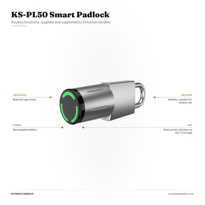 KS-PL50 Smart Padlock, specification diagram with the details from the product's own page