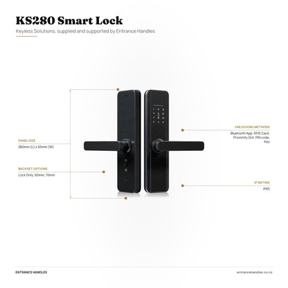 KS280 Smart Lock, specification diagram with the details from the product's own page