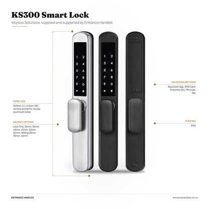 KS300 Smart Lock, specification diagram with the details from the product's own page