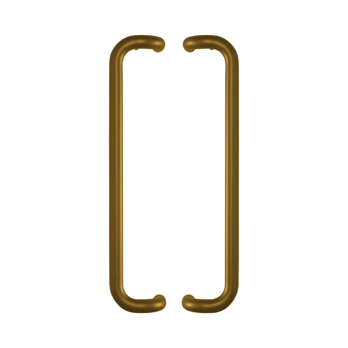 Round Offset Pull Handle 19mm in solid brass, a pair shown back to back with the offset legs facing inward
