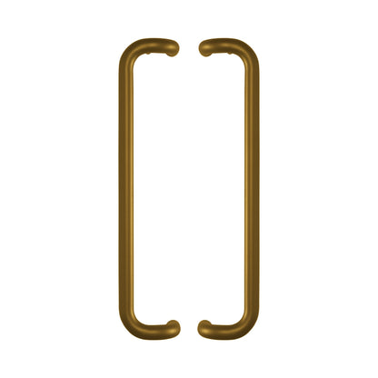 Round Offset Pull Handle 19mm in solid brass, a pair shown back to back with the offset legs facing inward