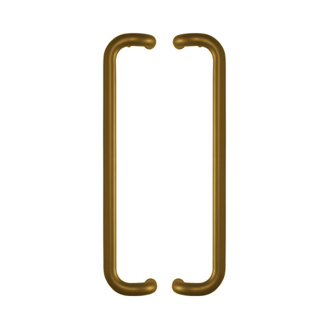 Round Offset Pull Handle 19mm in solid brass, a pair shown back to back with the offset legs facing inward