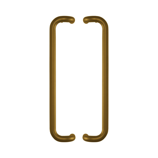 Round Offset Pull Handle 19mm in solid brass, a pair shown back to back with the offset legs facing inward