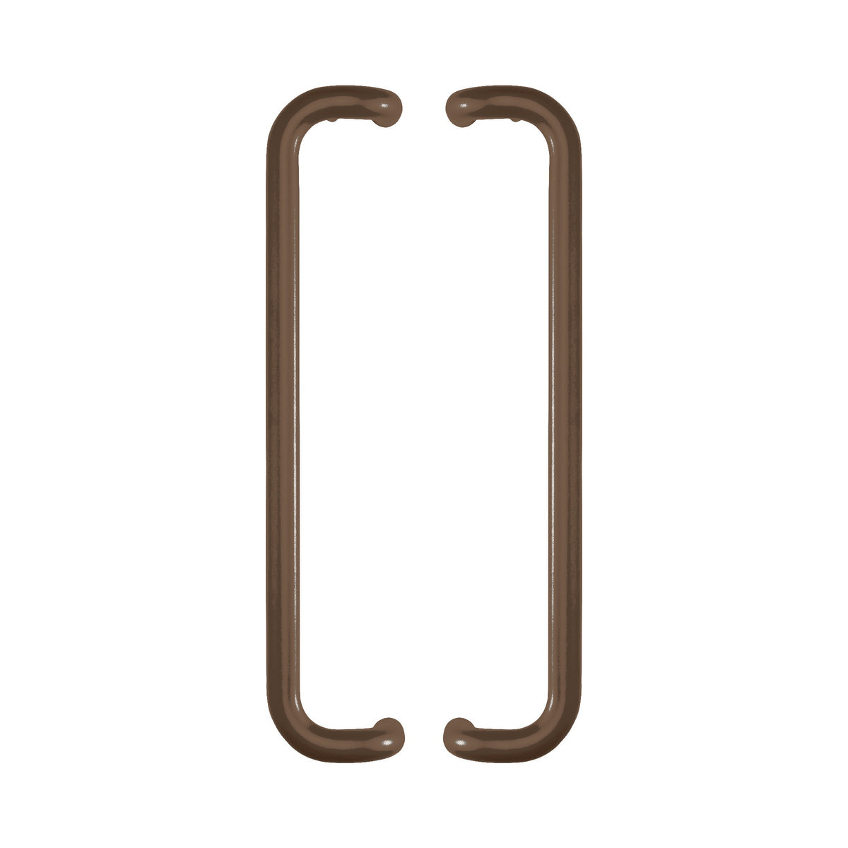 Round Offset Pull Handle 19mm in bronze-finished solid brass, a pair shown back to back with the offset legs facing inward