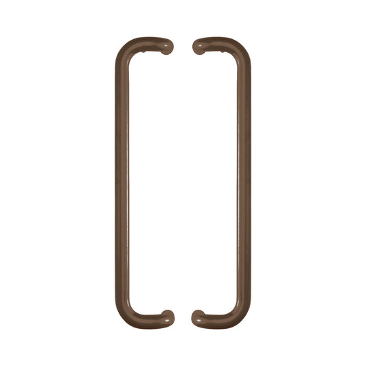 Round Offset Pull Handle 19mm in bronze-finished solid brass, a pair shown back to back with the offset legs facing inward