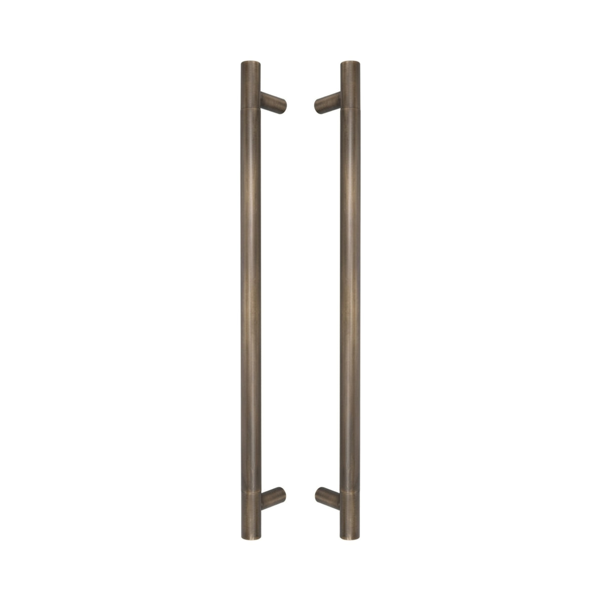 Round Tubular Pull Handle 32mm in bronze-finished brass, a pair shown back to back with the standoffs facing inward