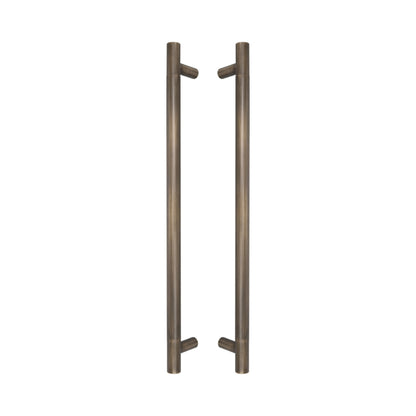 Round Tubular Pull Handle 32mm in bronze-finished brass, a pair shown back to back with the standoffs facing inward