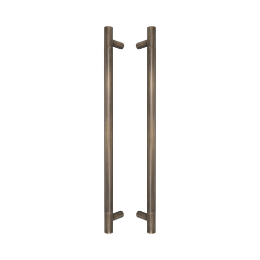 Round Tubular Pull Handle 32mm in bronze-finished brass, a pair shown back to back with the standoffs facing inward