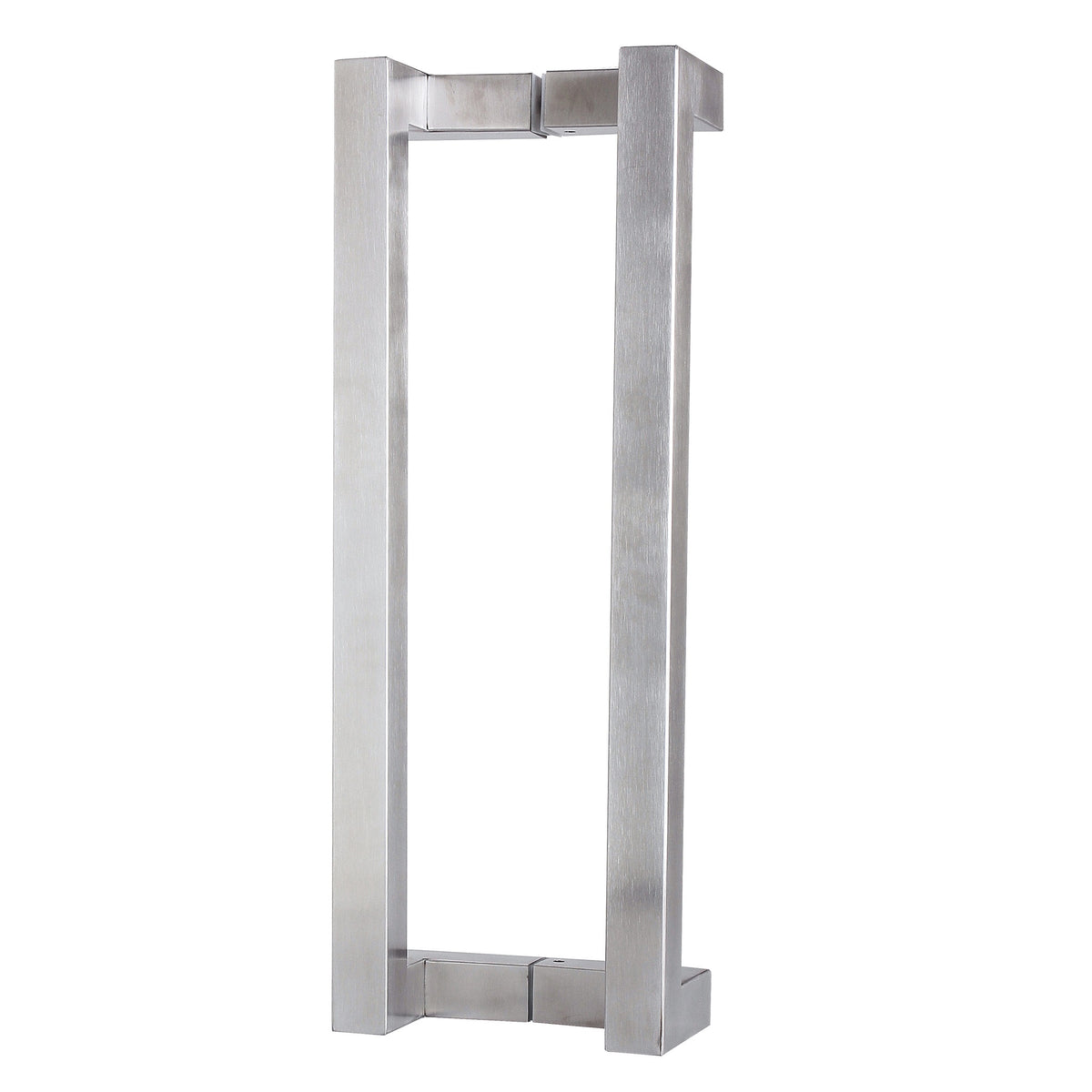 Square Offset Pull Handle 25mm in brushed 316 stainless, a pair shown back to back on a white background