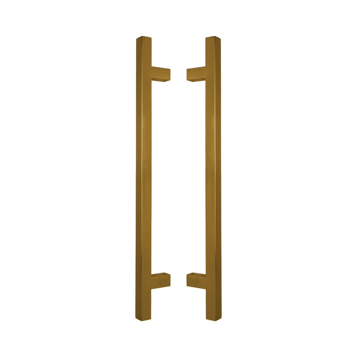 Square T-Bar Pull Handle 25mm in solid brass, a pair shown back to back with the T legs facing inward