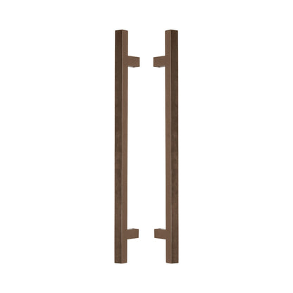 Square T-Bar Pull Handle 25mm in bronze-finished solid brass, a pair shown back to back with the T legs facing inward