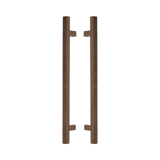 Square T-Bar Pull Handle 25mm in bronze-finished solid brass, a pair shown back to back with the T legs facing inward