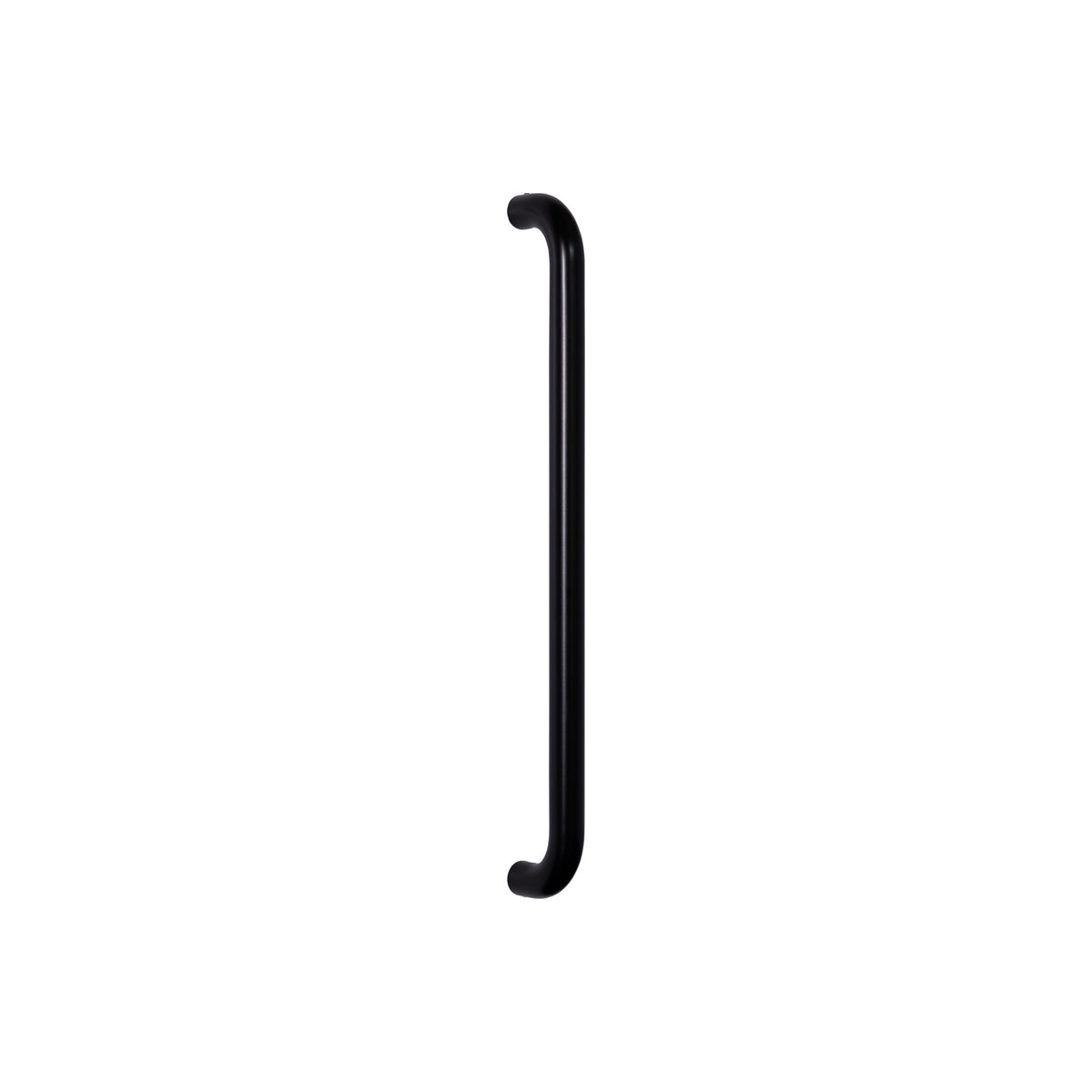 Straight D-Pull Handle 32mm in matt black powder coat, side view showing the full bend
