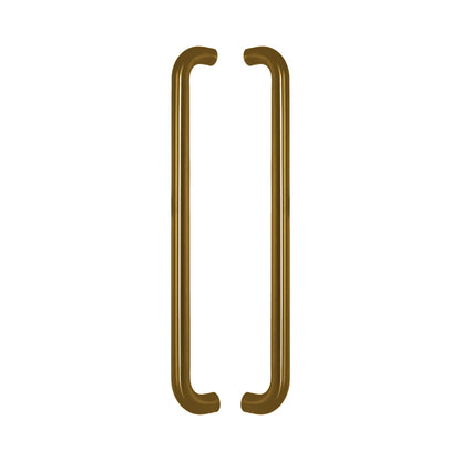 Straight D-Pull Handle in solid brass, a pair shown back to back with the legs facing inward