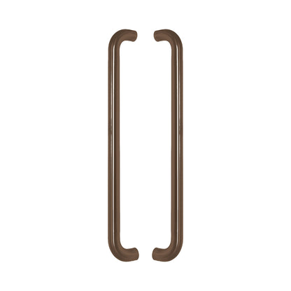 Straight D-Pull Handle in bronze-finished solid brass, a pair shown back to back with the legs facing inward
