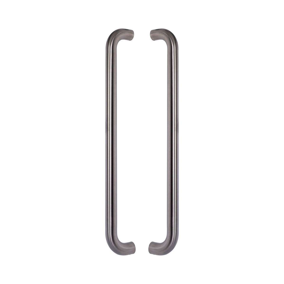 Straight D-Pull Handle 32mm in 316 marine-grade stainless, a pair shown back to back with the legs facing inward