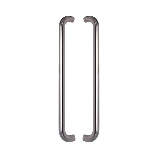 Straight D-Pull Handle 32mm in 316 marine-grade stainless, a pair shown back to back with the legs facing inward