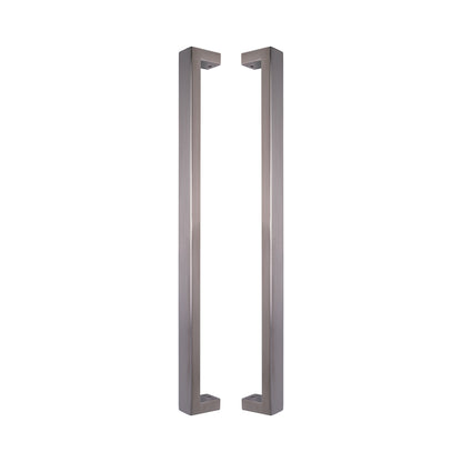 Rectangle Pull Handle 40x20mm in 316 marine-grade stainless, a pair shown back to back with the square legs facing inward