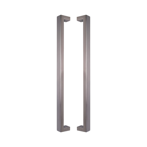 Rectangle Pull Handle 40x20mm in 316 marine-grade stainless, a pair shown back to back with the square legs facing inward