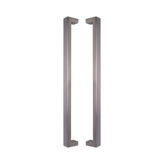 Rectangle Pull Handle 40x20mm in 316 marine-grade stainless, a pair shown back to back with the square legs facing inward