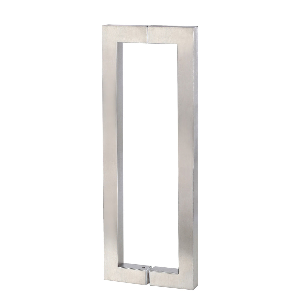 Straight Square Pull Handle 25mm in brushed 316 stainless, a pair shown back to back on a white background