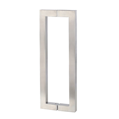 Straight Square Pull Handle 25mm in brushed 316 stainless, a pair shown back to back on a white background