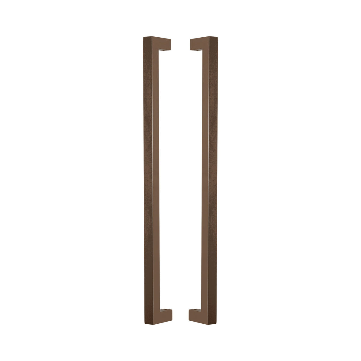 Straight Square Pull Handle 25mm in bronze-finished solid brass, a pair shown back to back with the square legs facing inward